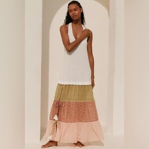 NWT! Anthropologie Novelty Celandine Sleeveless Scoop-Neck Tiered Maxi Dress ⚫